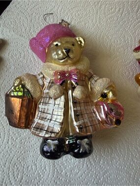Christopher Radko Pink & Gold Teddy Bear Ornament